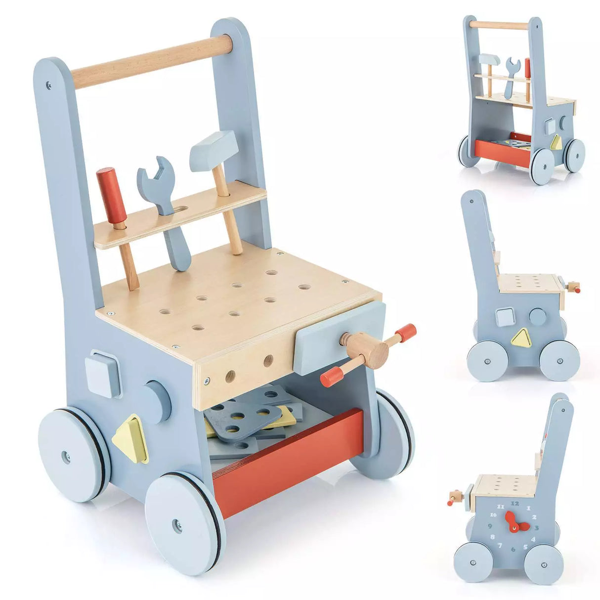 BABY JOY Wooden Baby Push Walker 2 in 1 Toddler Montessori Activity Wa Babyjoy
