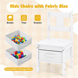 Kids Table and Chairs Set 3 Pieces Wooden Children Furniture Desk with Cat House