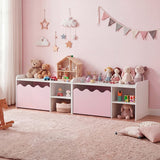 Scalloped Kids Bookshelf and Toy Storage Organizer for Bedroom
