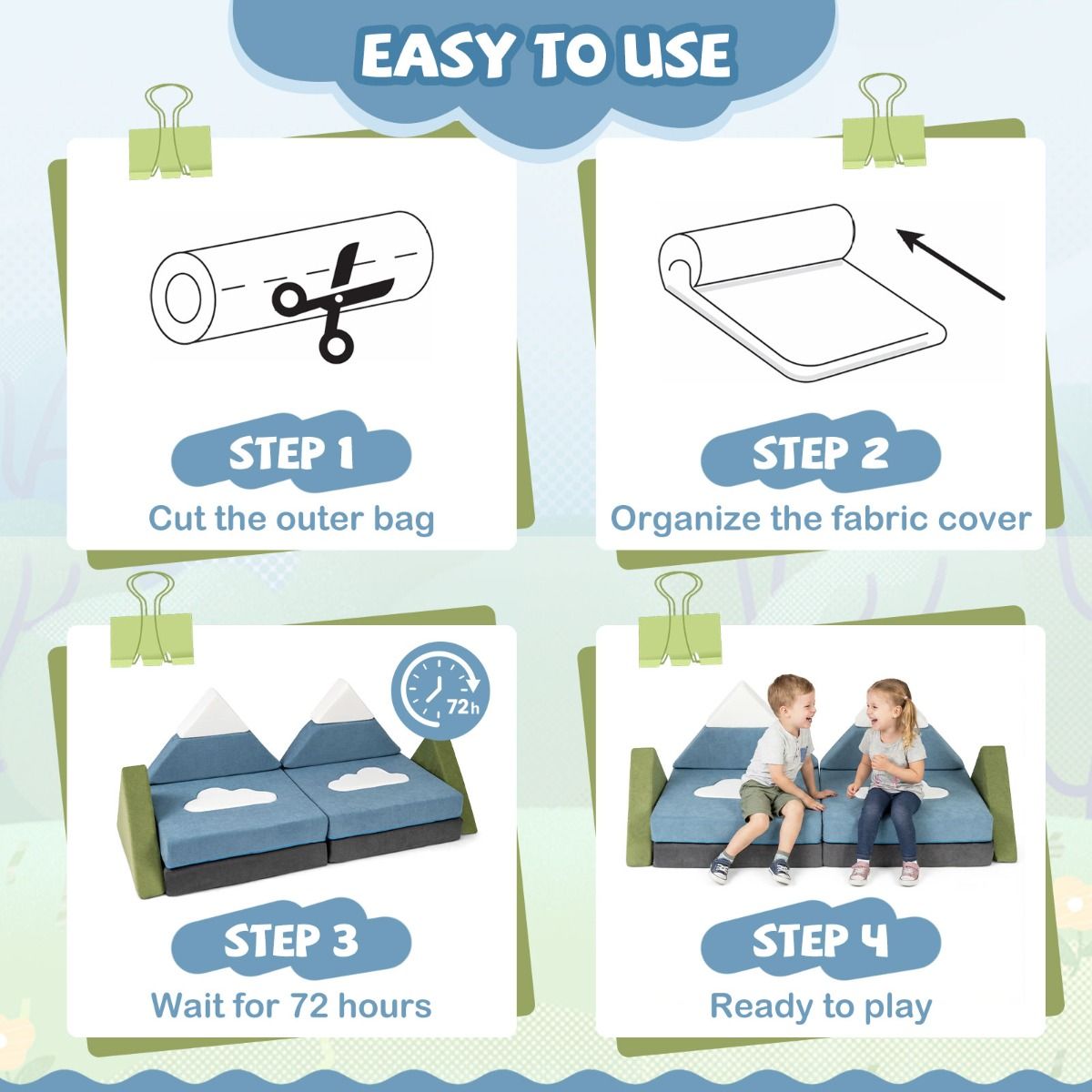 12 Pieces Snow Mountain Theme Toddler Foam Building Fort