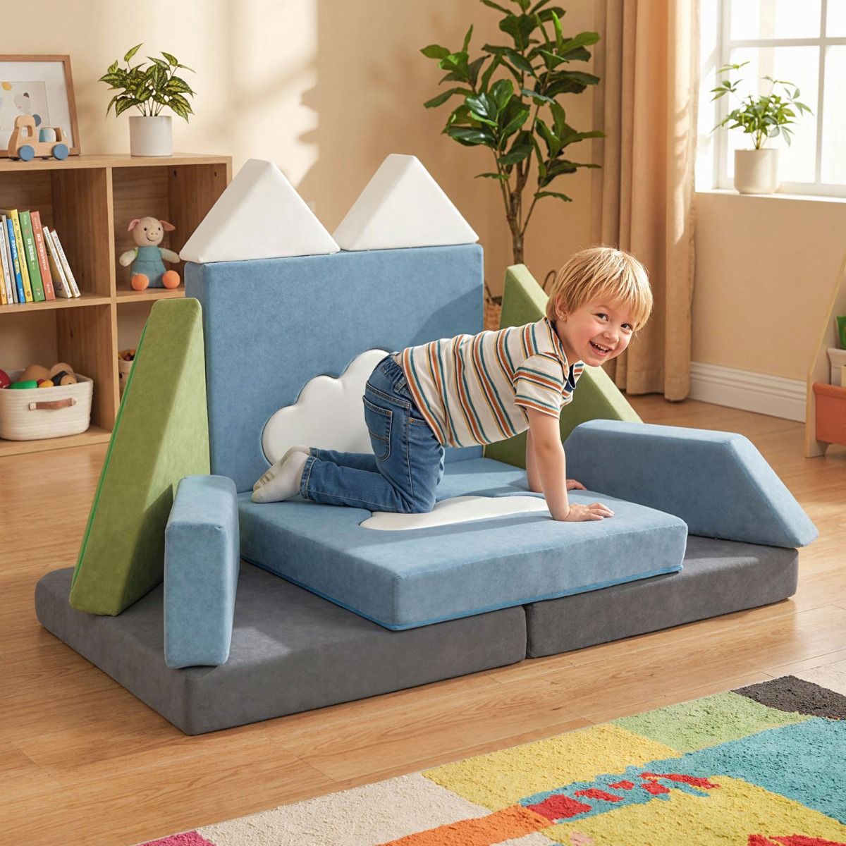 12 Pieces Snow Mountain Theme Toddler Foam Building Fort