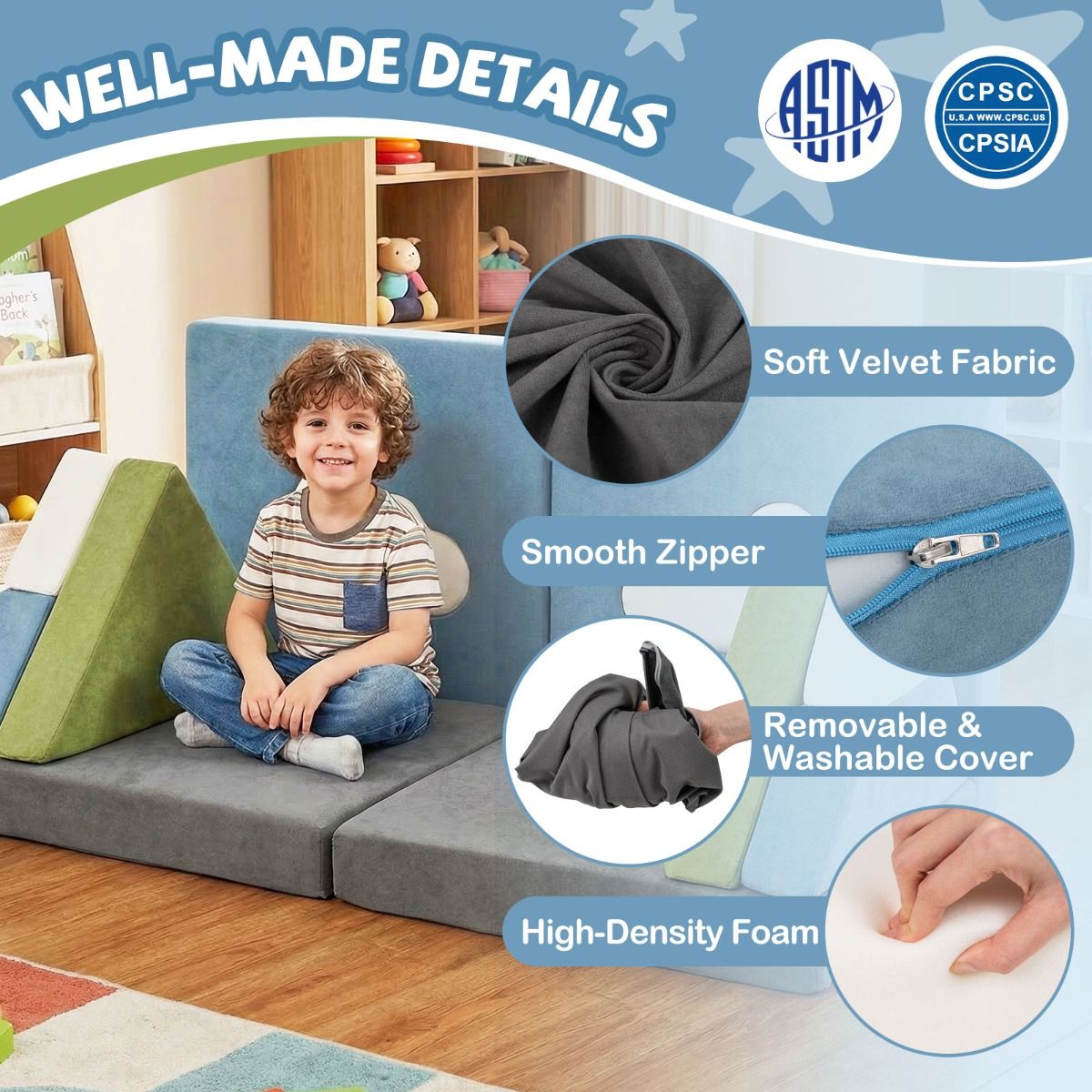 12 Pieces Snow Mountain Theme Toddler Foam Building Fort