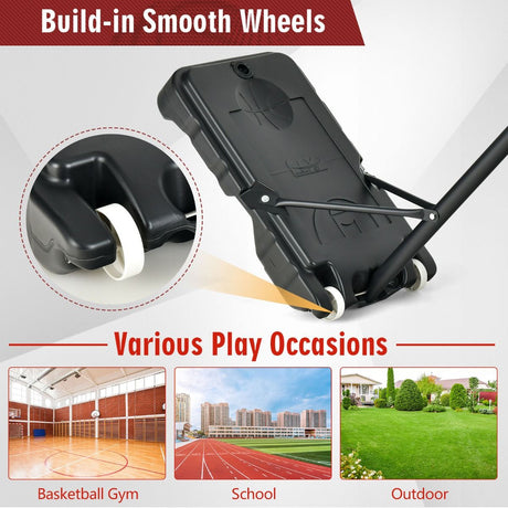 132-251cm Weather-resistance Kids Basketball Hoop with Ball Storage