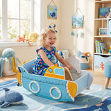 Submarine-Themed Wooden Rocking Boat with Rotating Propeller