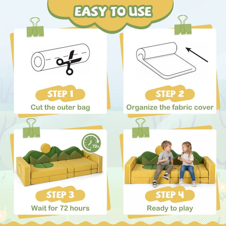 19 Pieces Sunrise Theme Toddler Foam Building Fort