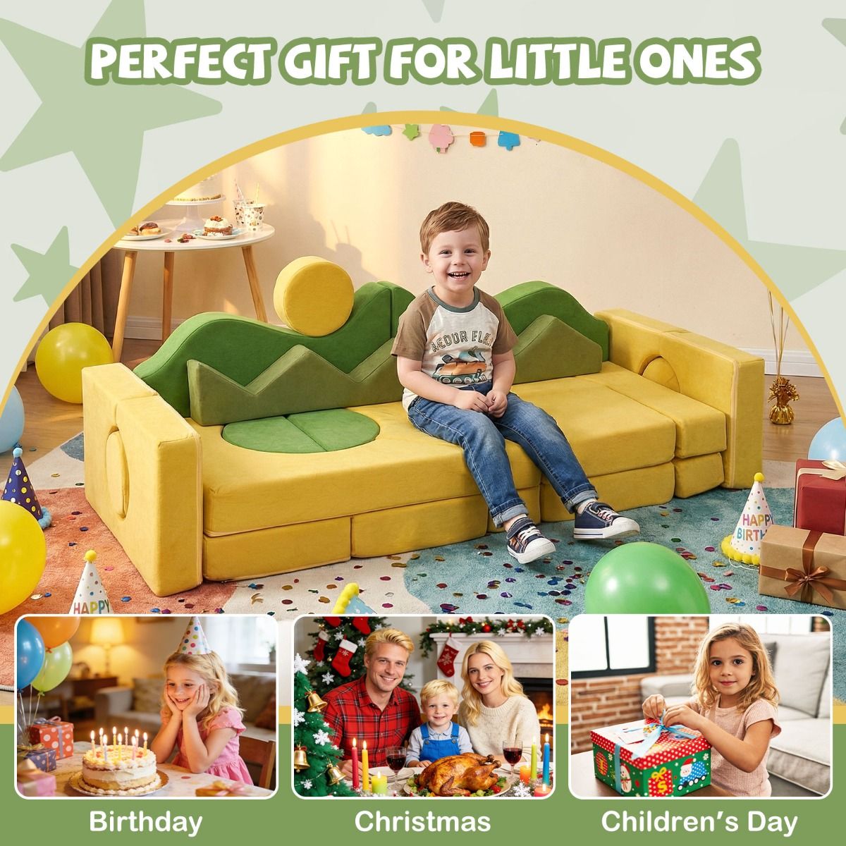 19 Pieces Sunrise Theme Toddler Foam Building Fort