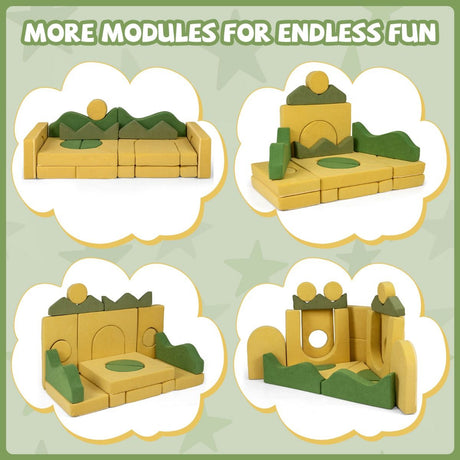 19 Pieces Sunrise Theme Toddler Foam Building Fort