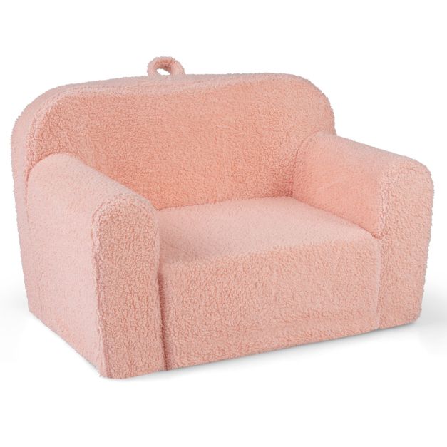 Toddler Foam Couch with Soft Fleece Fabric Cover for Playroom