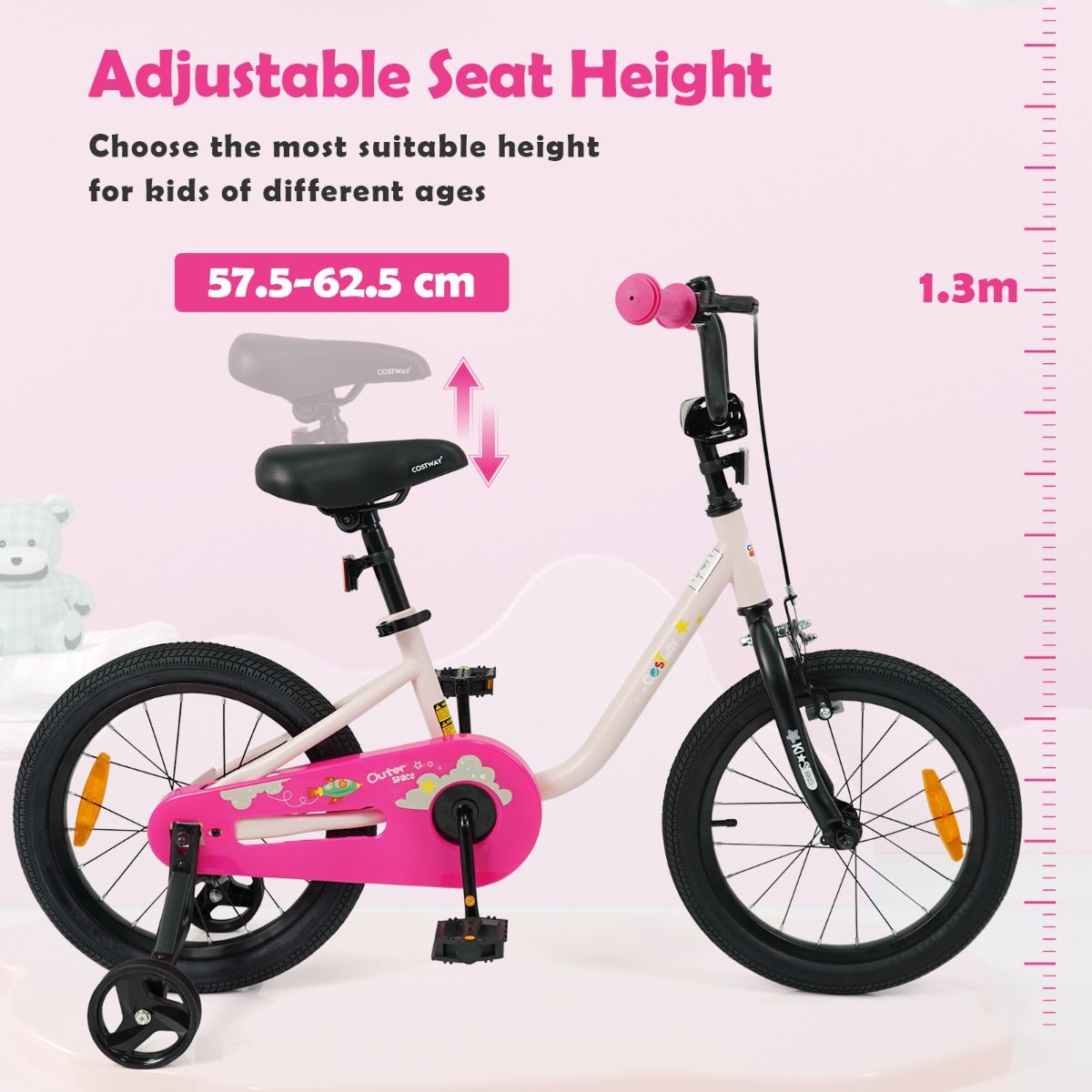 14/16-Inch Children Bicycle with Removable Training Wheels and Adjustable Seat for kids