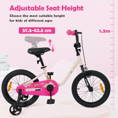 14/16-Inch Children Bicycle with Removable Training Wheels and Adjustable Seat for kids