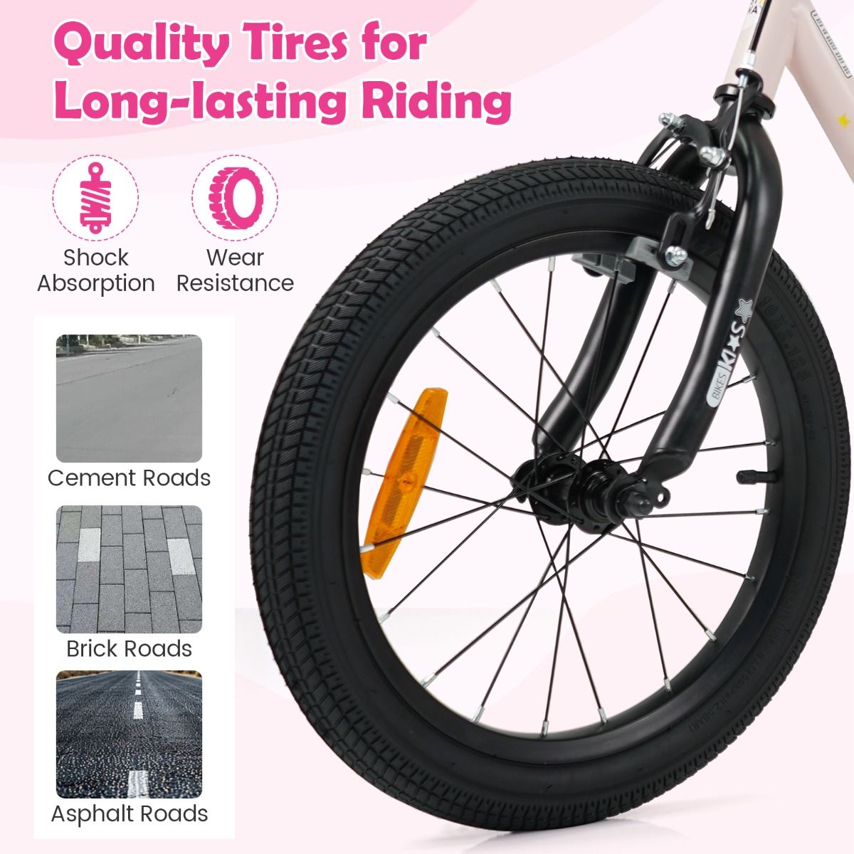 14/16-Inch Children Bicycle with Removable Training Wheels and Adjustable Seat for kids