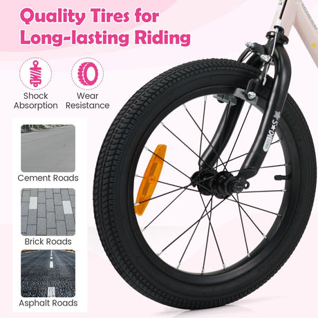 14/16-Inch Children Bicycle with Removable Training Wheels and Adjustable Seat for kids