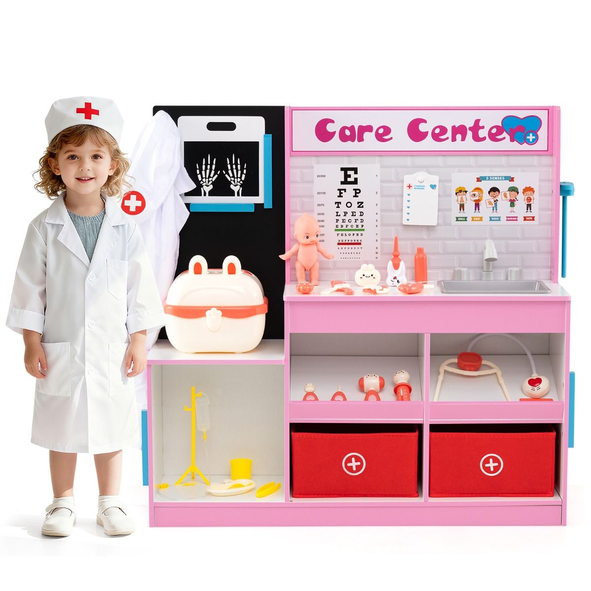 Wood Medical Center Toy Set with Examine Region and X-Ray Film