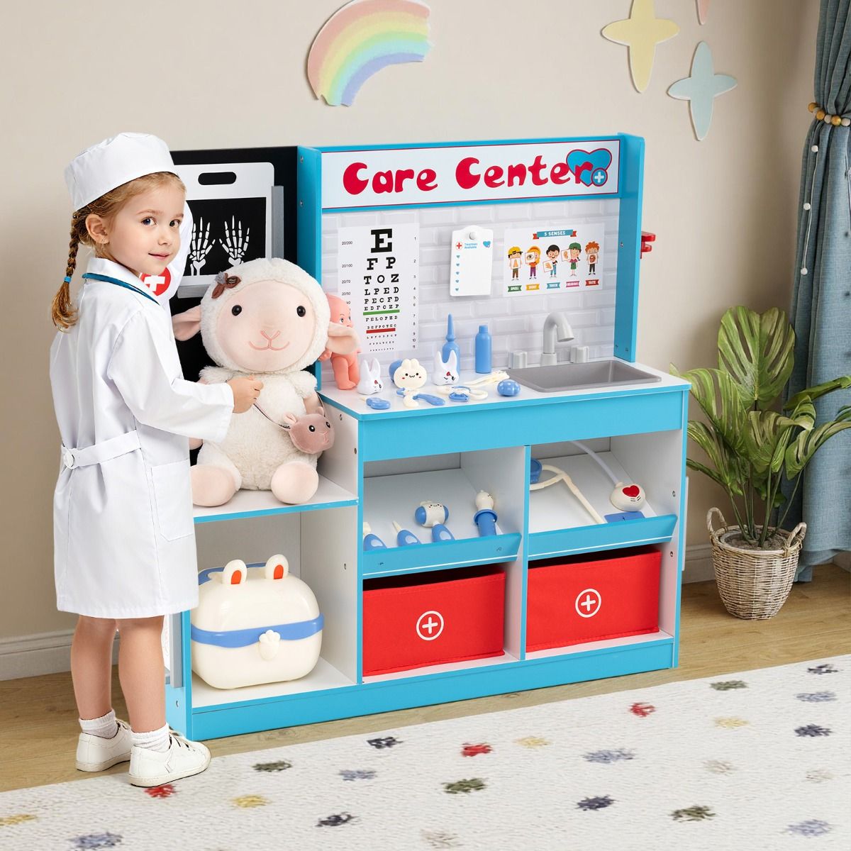 Wood Medical Center Toy Set with Examine Region and X-Ray Film