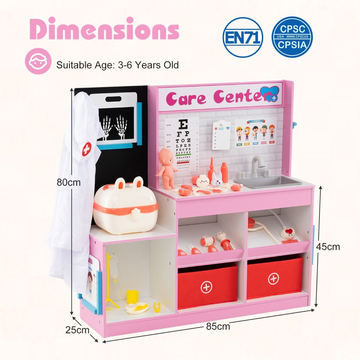 Wood Medical Center Toy Set with Examine Region and X-Ray Film