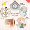 Wooden Corner Dollhouse Playset with 34 Pieces of Furniture and Accessories