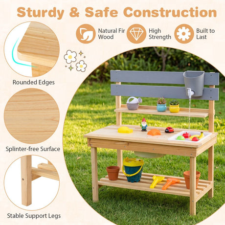Wooden Kitchen Playset with Extended Tabletop