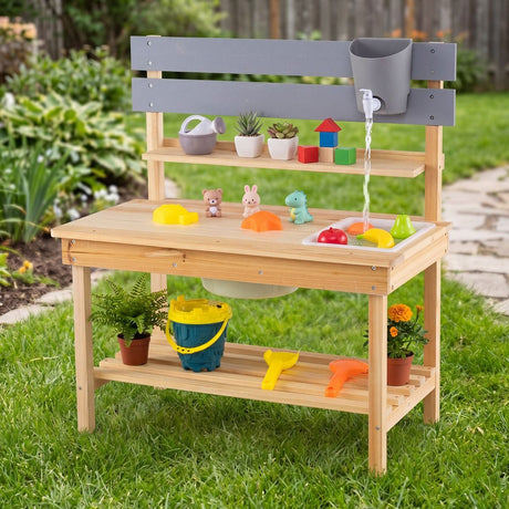 Wooden Kitchen Playset with Extended Tabletop