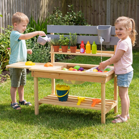 Wooden Kitchen Playset with Extended Tabletop