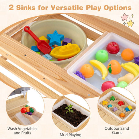 Wooden Kitchen Playset with Extended Tabletop