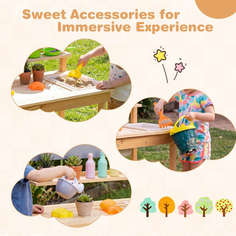 Wooden Kitchen Playset with Extended Tabletop