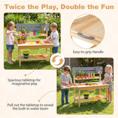 Wooden Kitchen Playset with Extended Tabletop