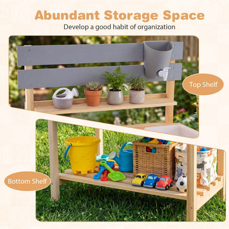 Wooden Kitchen Playset with Extended Tabletop