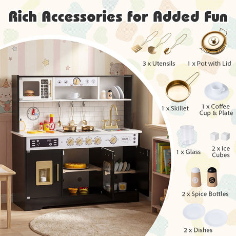 Play Kitchen for Kids with Realistic Lights and Sounds
