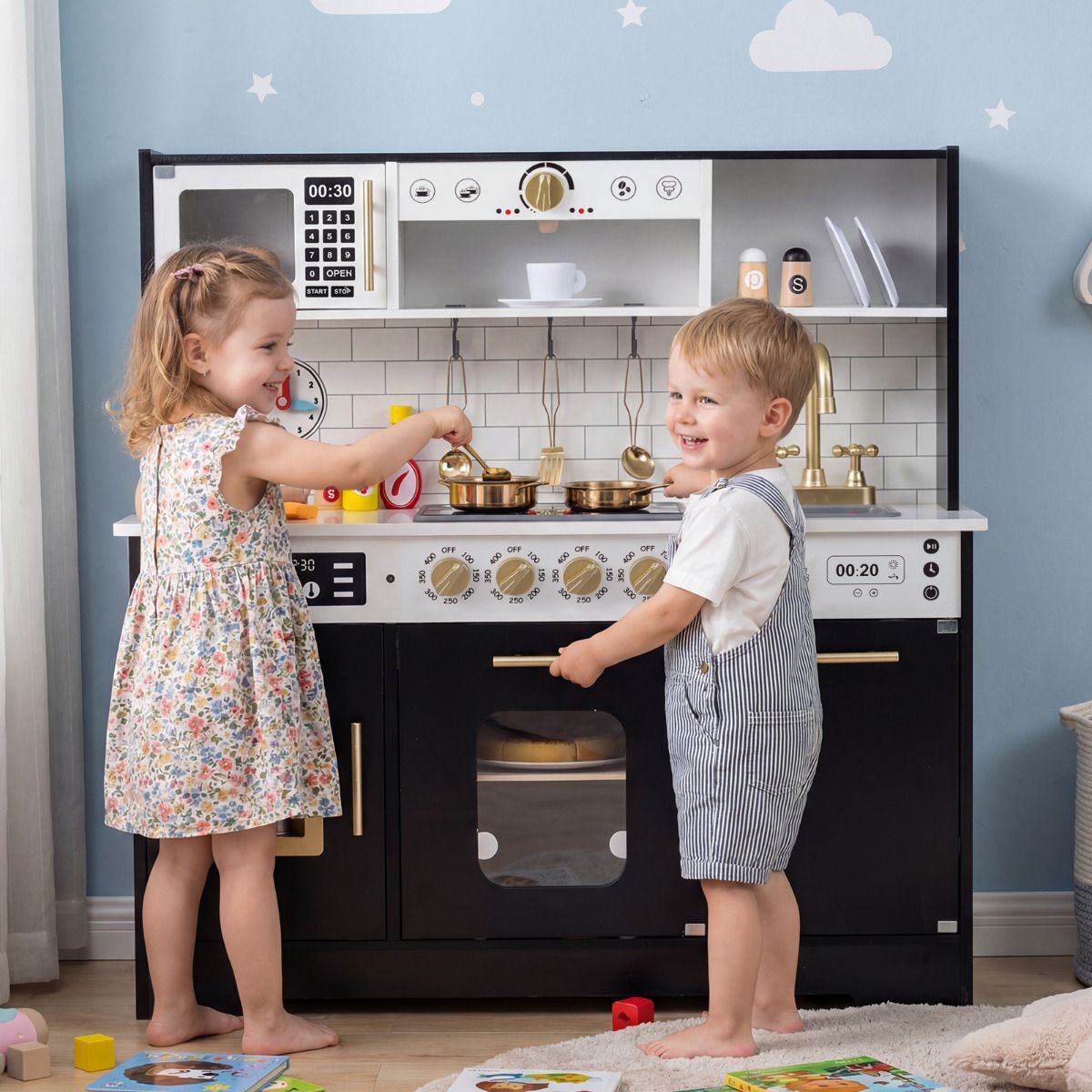 Play Kitchen for Kids with Realistic Lights and Sounds