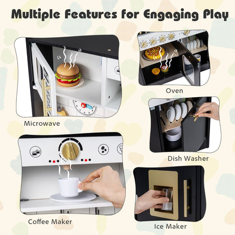 Play Kitchen for Kids with Realistic Lights and Sounds