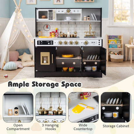 Play Kitchen for Kids with Realistic Lights and Sounds
