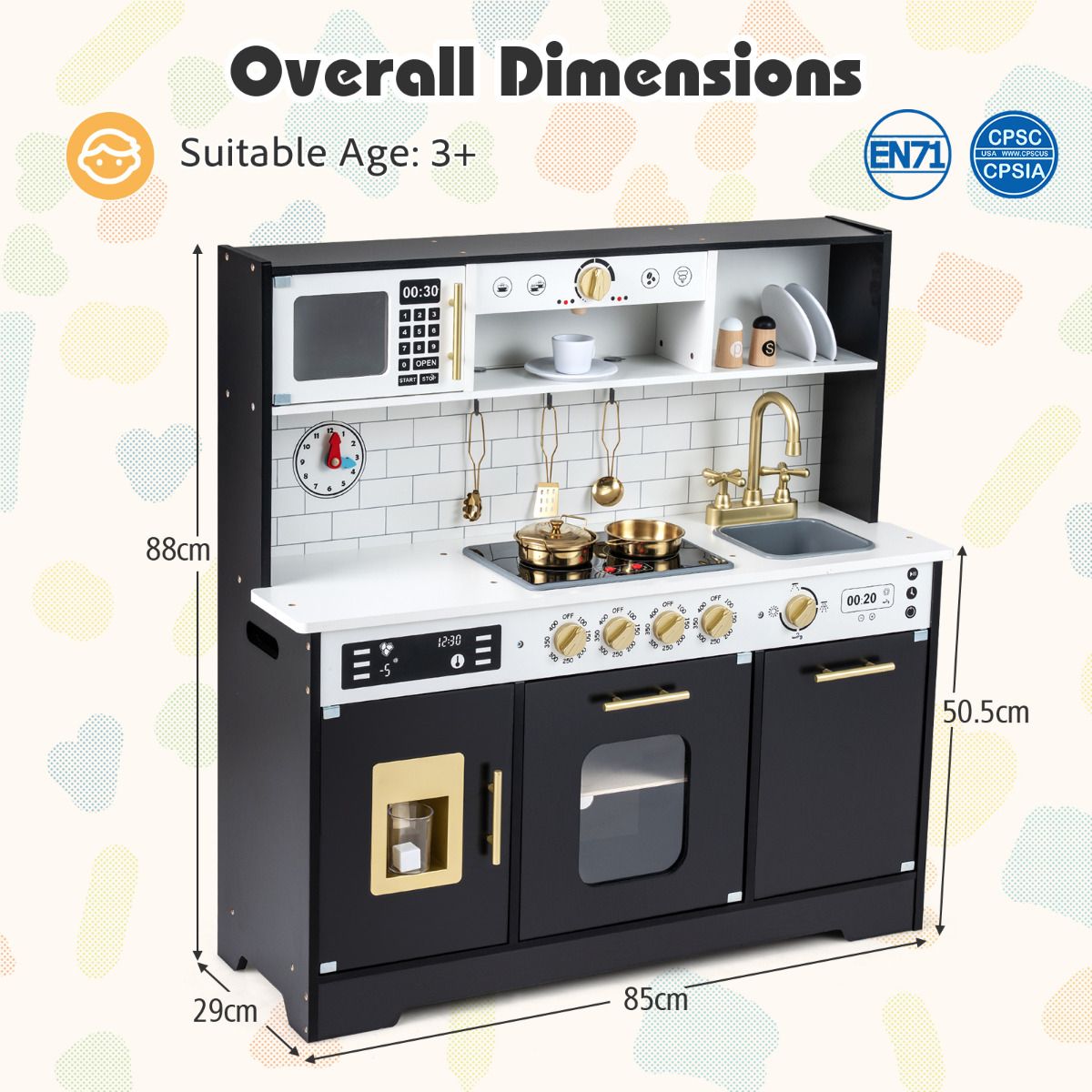 Play Kitchen for Kids with Realistic Lights and Sounds