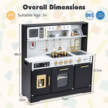 Play Kitchen for Kids with Realistic Lights and Sounds