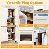 Wooden Modular Play Kitchen with Fridge and Dishwasher for Ages 3+