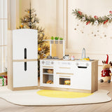 Wooden Modular Play Kitchen with Fridge and Dishwasher for Ages 3+