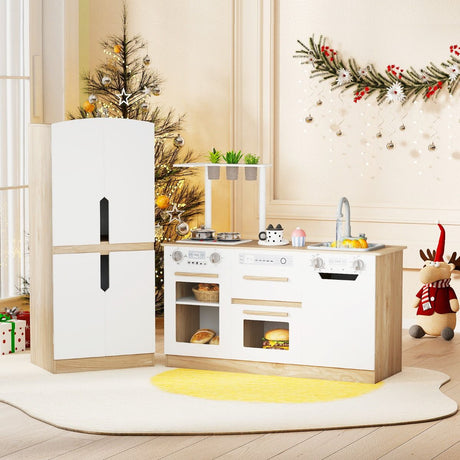 Wooden Modular Play Kitchen with Fridge and Dishwasher for Ages 3+