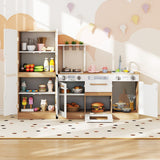 Wooden Modular Play Kitchen with Fridge and Dishwasher for Ages 3+