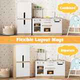 Wooden Modular Play Kitchen with Fridge and Dishwasher for Ages 3+