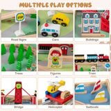 Wooden Train Table Multipurpose Activity Play Table with 3 Storage Bins